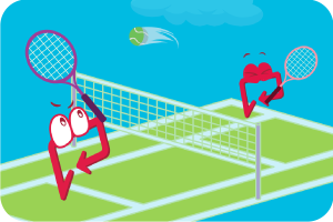 Postie friends playing tennis